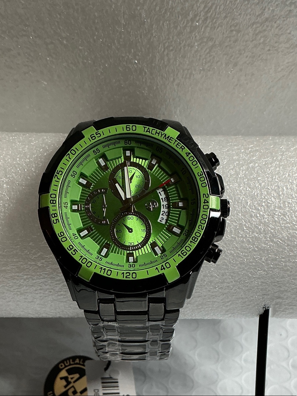 Men's Green Sport Chronograph Watch - Black Bracelet